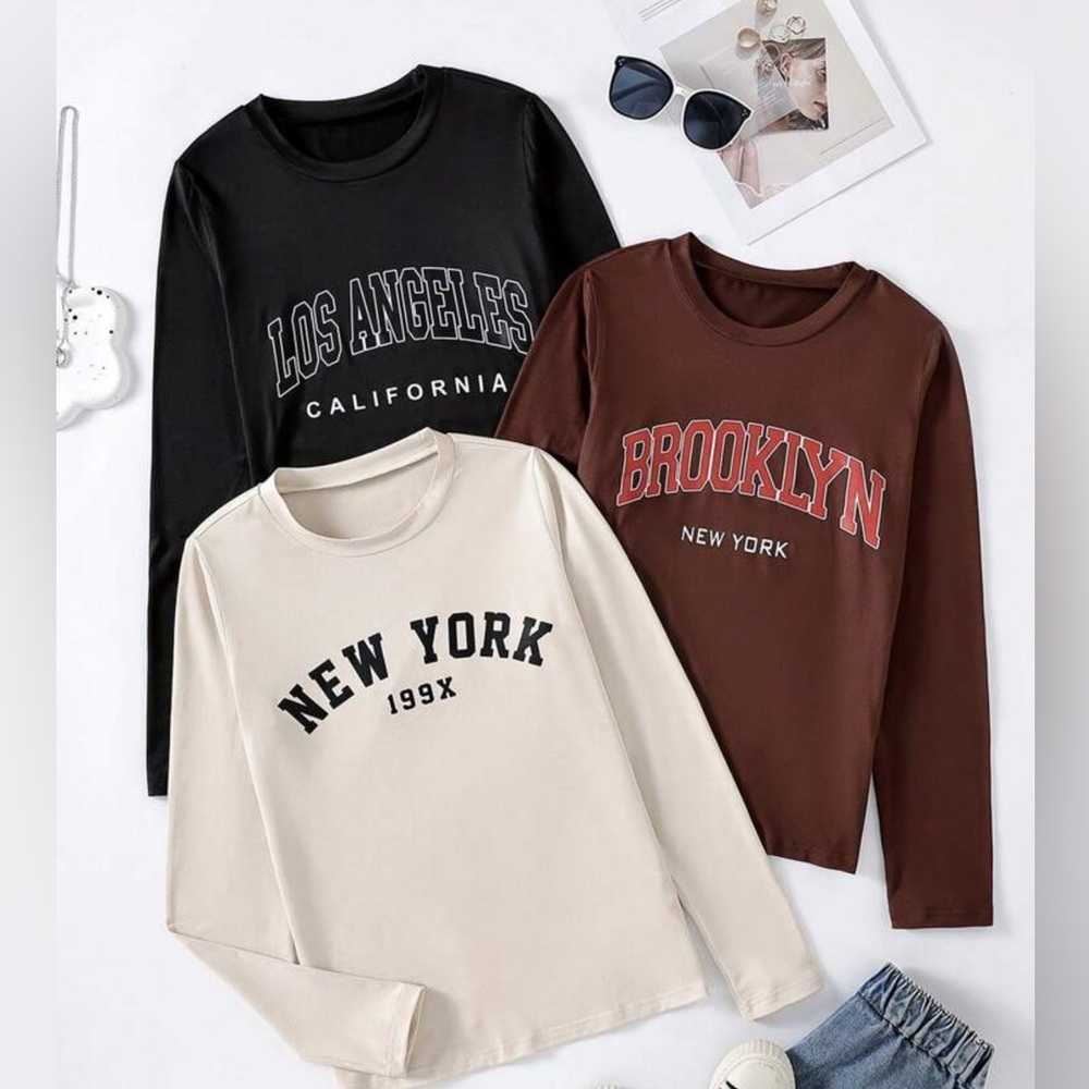 Graphic Long Sleeve Shirts - Set of 3